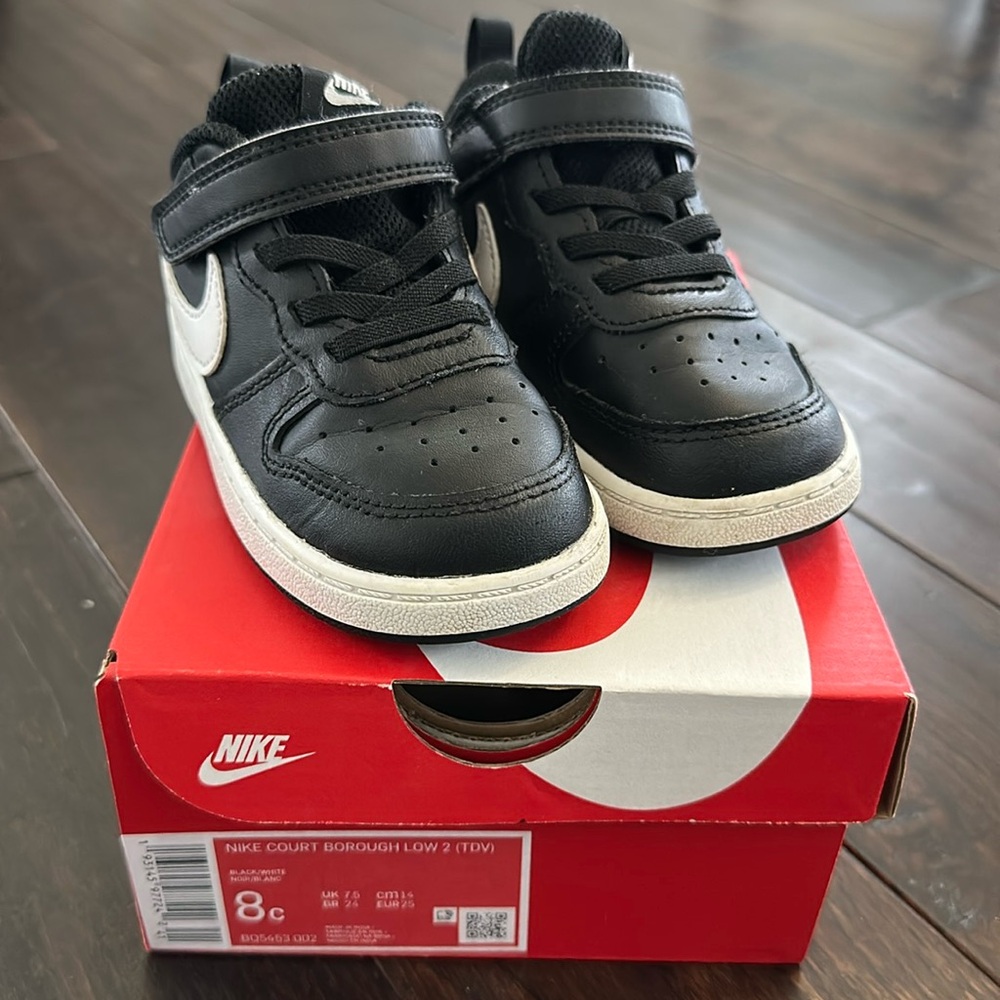 Nike Court Kids Black and White Sneakers